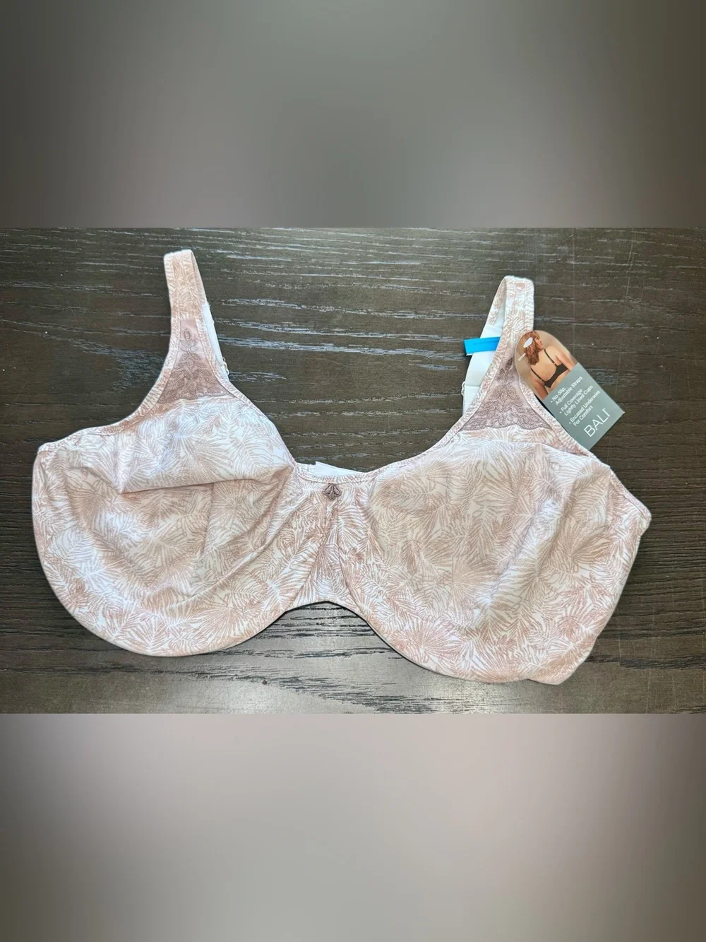 NWT Bali Passion for Comfort Minimizer Underwire Bra 38DDD Pink Leaf